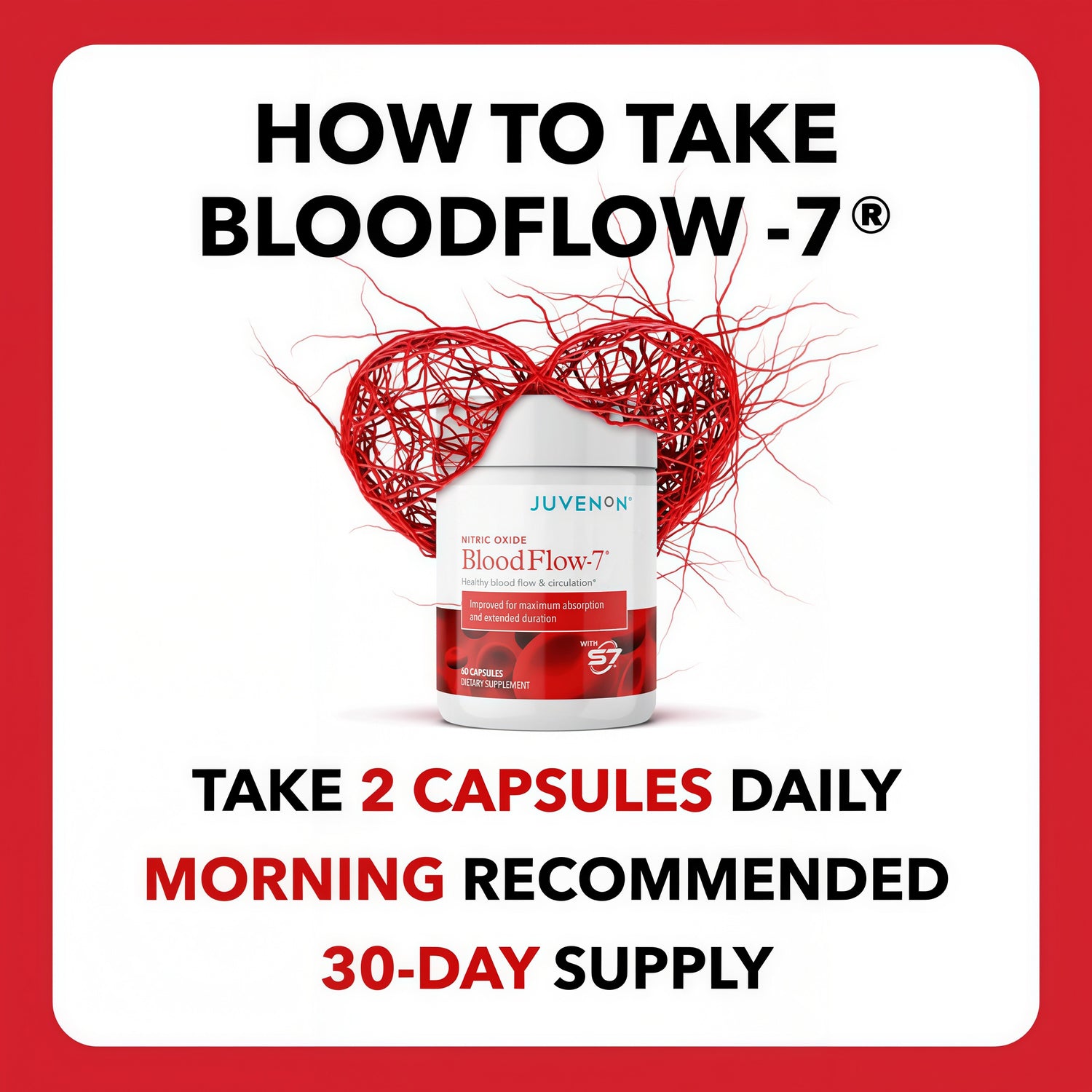 Juvenon BloodFlow-7 for Energy & Focus 90 Capsules